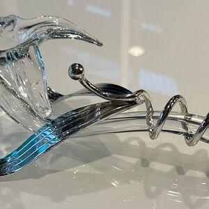 Vintage Glass Flower Vase with Silverplate Base